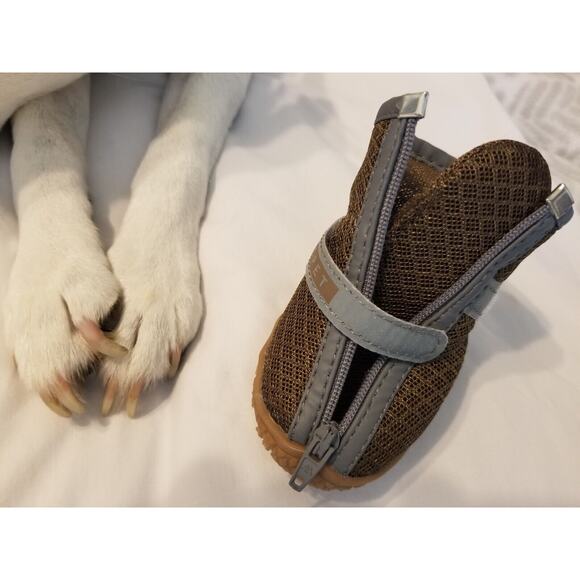 HCpet Small Dog Boots #5 Strap & Zip-Close Brown Mesh.Rubber Soles NEW 22-27.6# - Picture 8 of 10